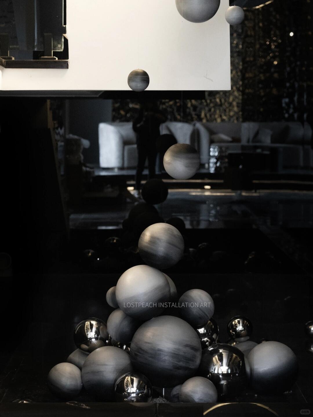 Futuristic Installation || Metallic Planet Art Installation - Bar| Installation art lostpeach