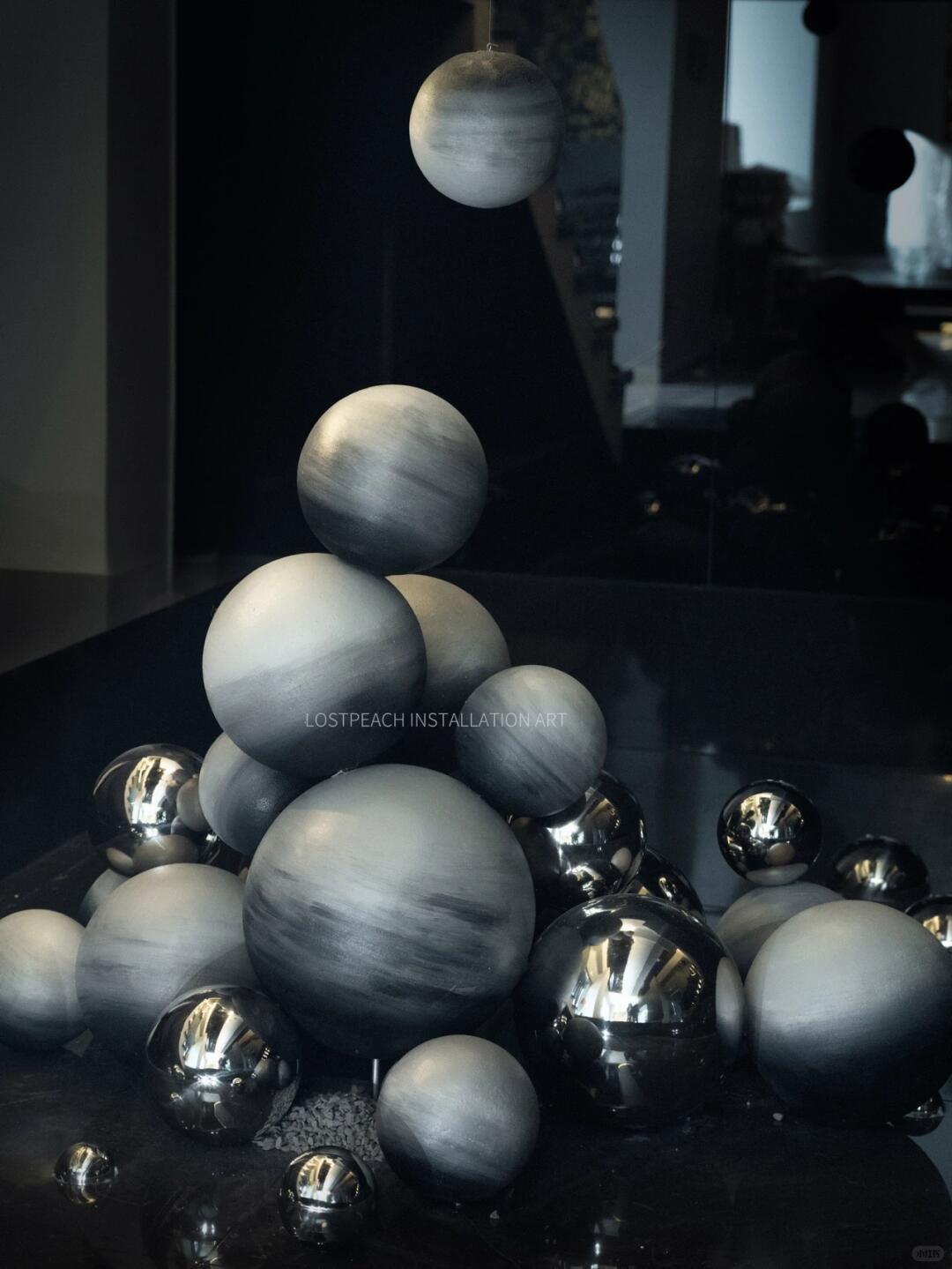 Futuristic Installation || Metallic Planet Art Installation - Bar| Installation art lostpeach