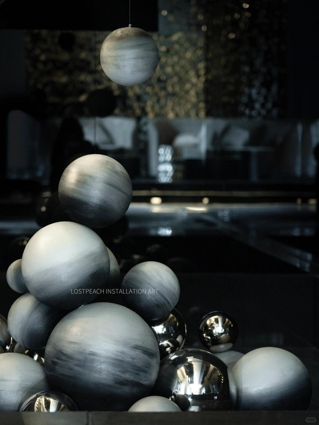 Futuristic Installation || Metallic Planet Art Installation - Bar| Installation art lostpeach
