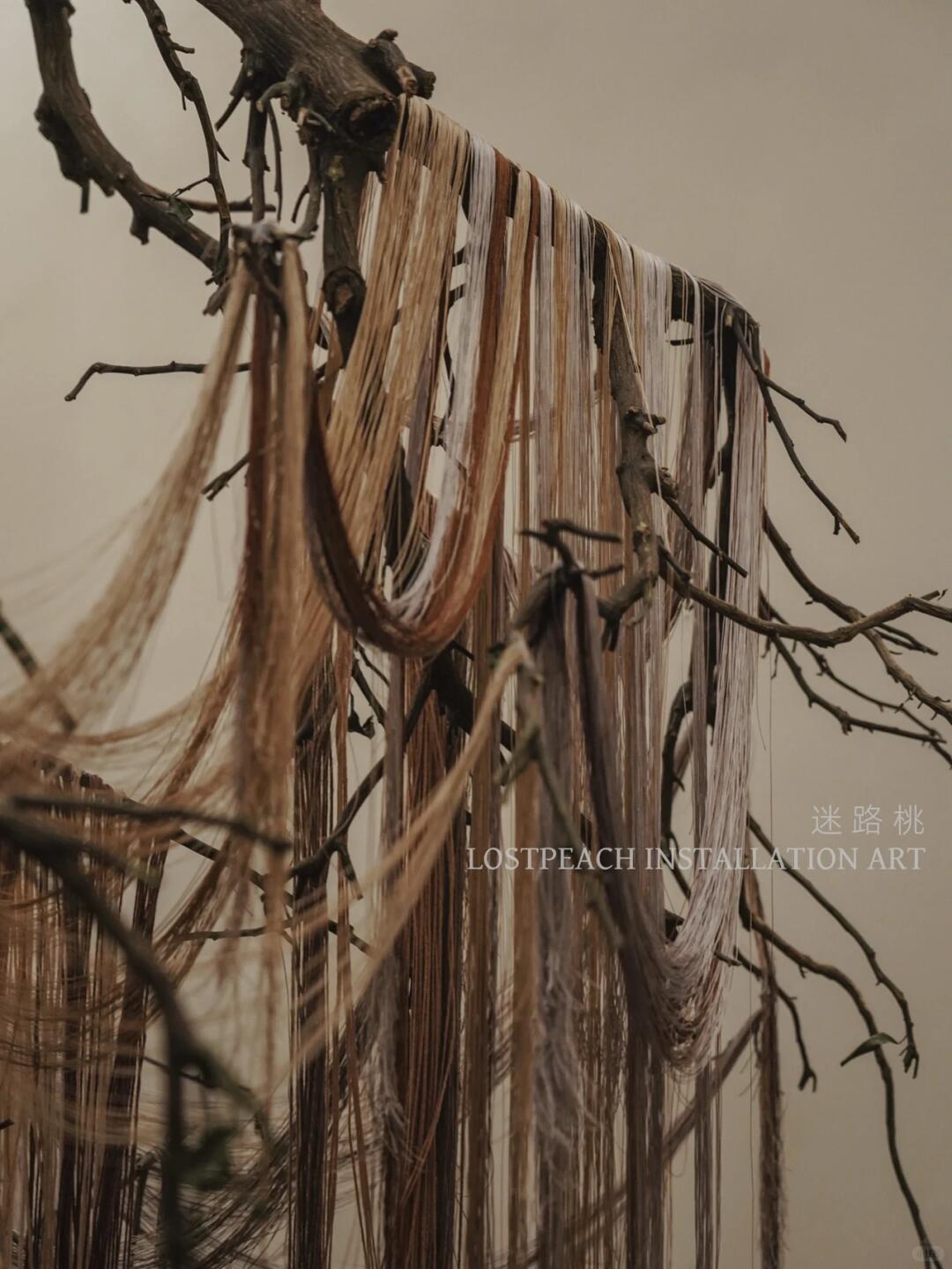 Ten Thousand Meters of Silk Thread, One Thousand Meters of Wooden Slices | Autumnal Ancient-Style Suspended Art Installation| Installation art lostpeach