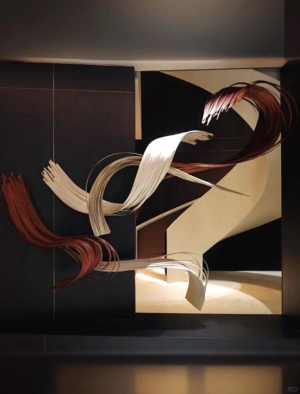 千缕红花梨,水袖渡惊鸿 | 展厅木皮艺术装置 - 图片10