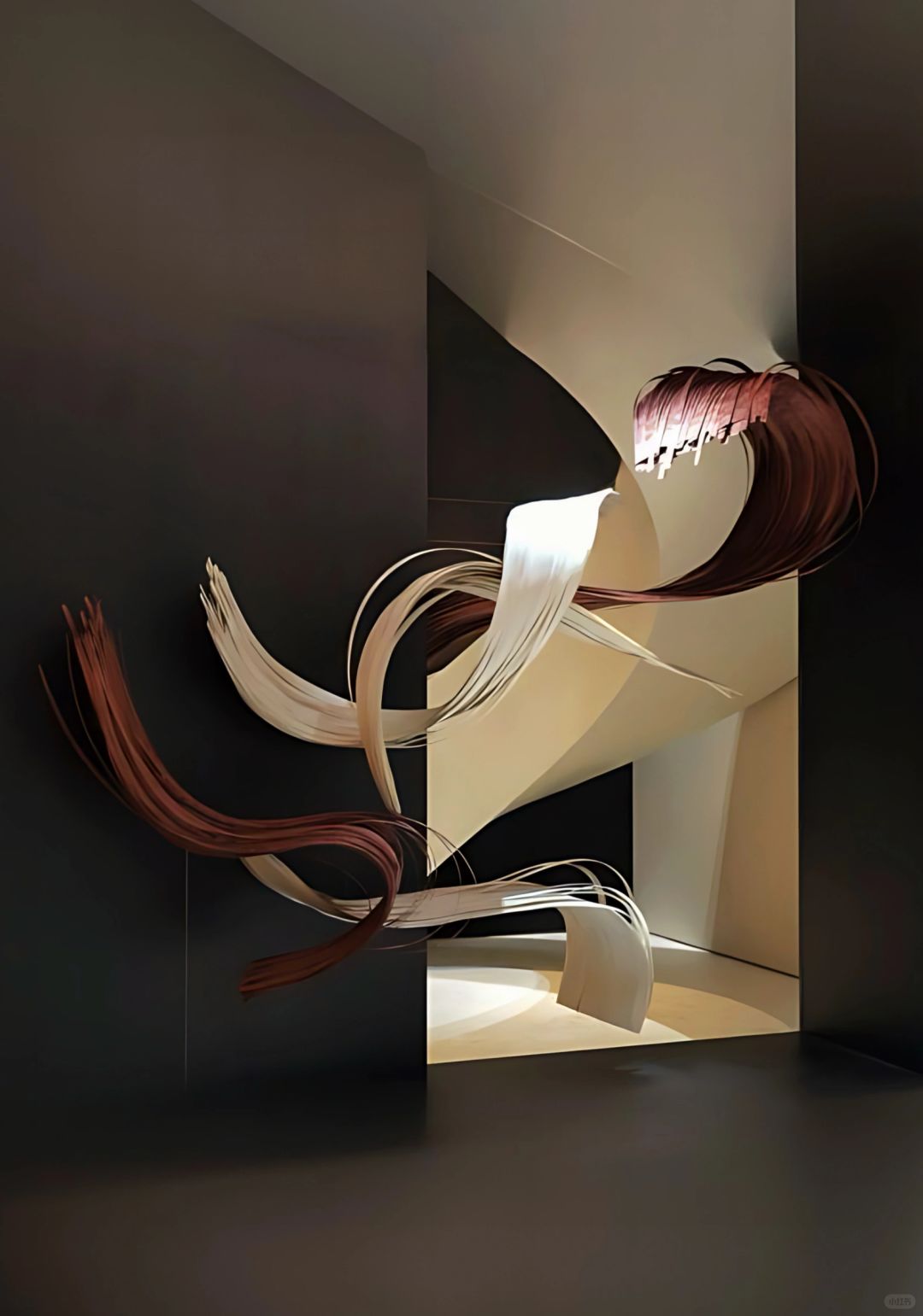 千缕红花梨,水袖渡惊鸿 | 展厅木皮艺术装置 - 图片15