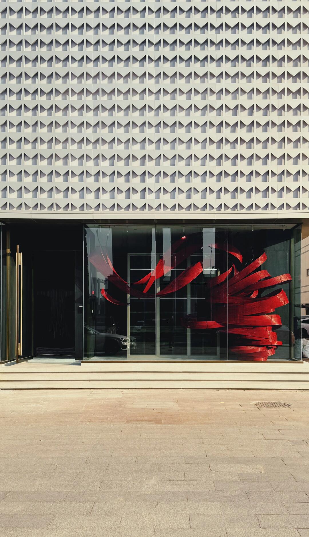A Stroke of Deep Chinese Red Facing the Street | Bamboo Art Installation| Installation art lostpeach